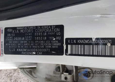2013 Kia Rio Lx z USA, uszkodzony, nr VIN KNADM5A30D6303971